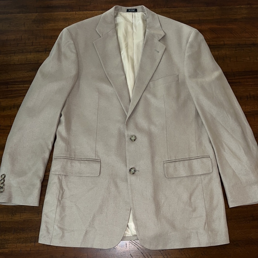 Oscar de la Renta Light Khaki Blend Mens Blazer 100% Silk 43L